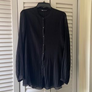 Zara Black Pleated Blouse